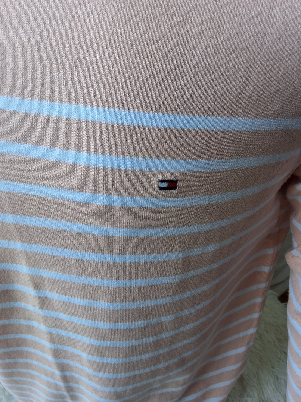 Tommy Hilfiger Women' Striped Boatneck Sweater in Blush & White - Picture 4 of 7